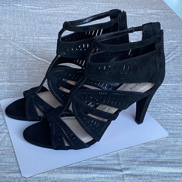 Alfani Shoes - Women’s Alfani Chloey Black Cutout Sandals Heels